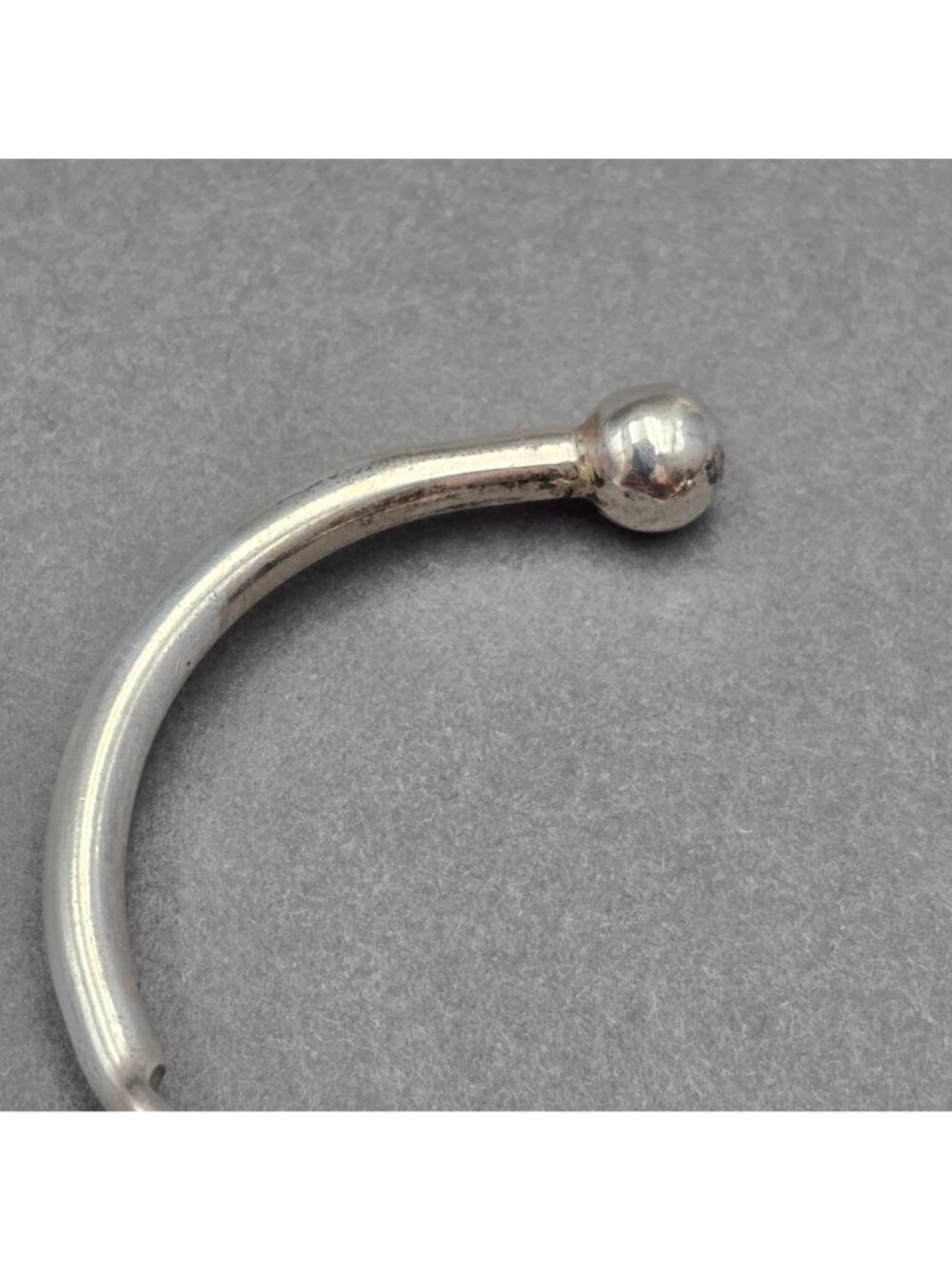 Vintage 800 Silver Cuff Bracelet 6.75" Engravable ID Plate Ball Tip Minimalist - Picture 4 of 14